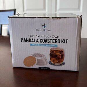 Mandala Coasters DIY Color Your Own Kit - New in Box 8 Coasters and 16 Pen